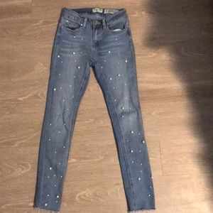 Indigo Rein skinny ankle jeans with pearl detail